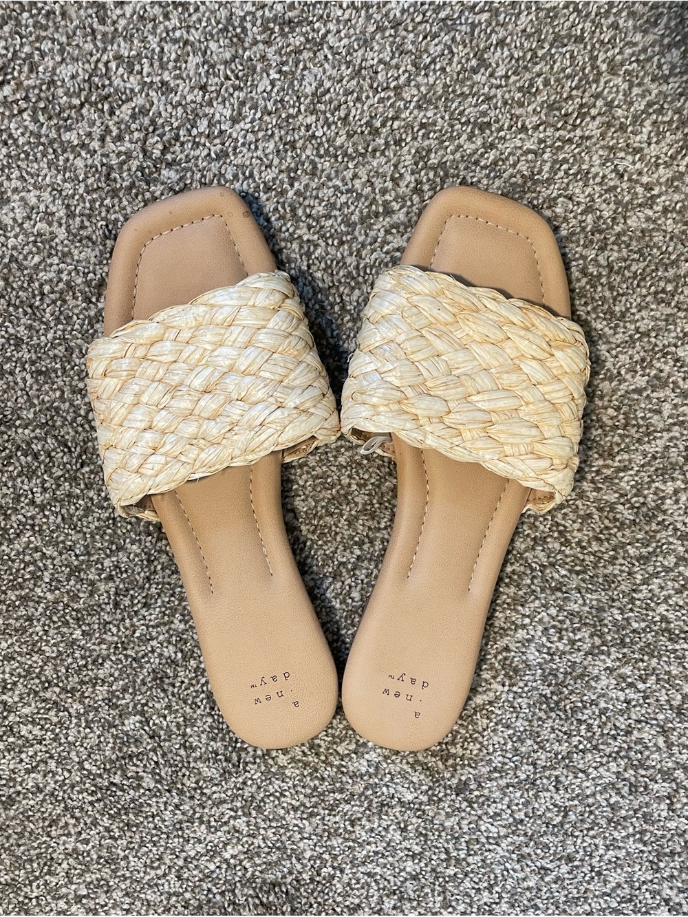 Woven Slide Sandals in Natural Tan - a new day
